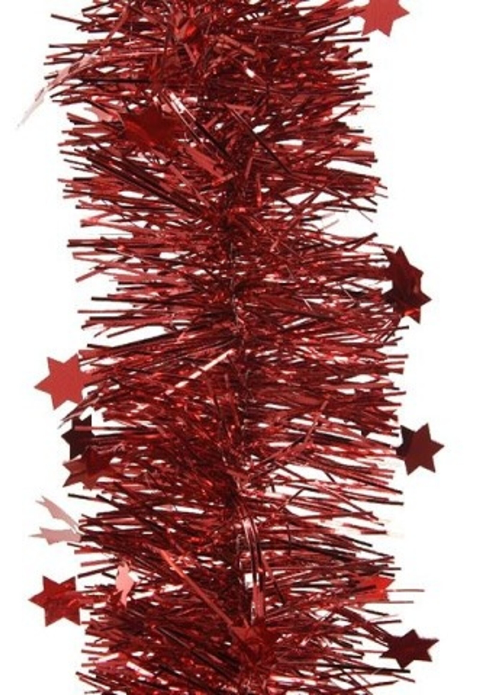 Decoris kerstboom guirlande tinsel glans 10cm x 270cm kerst rood