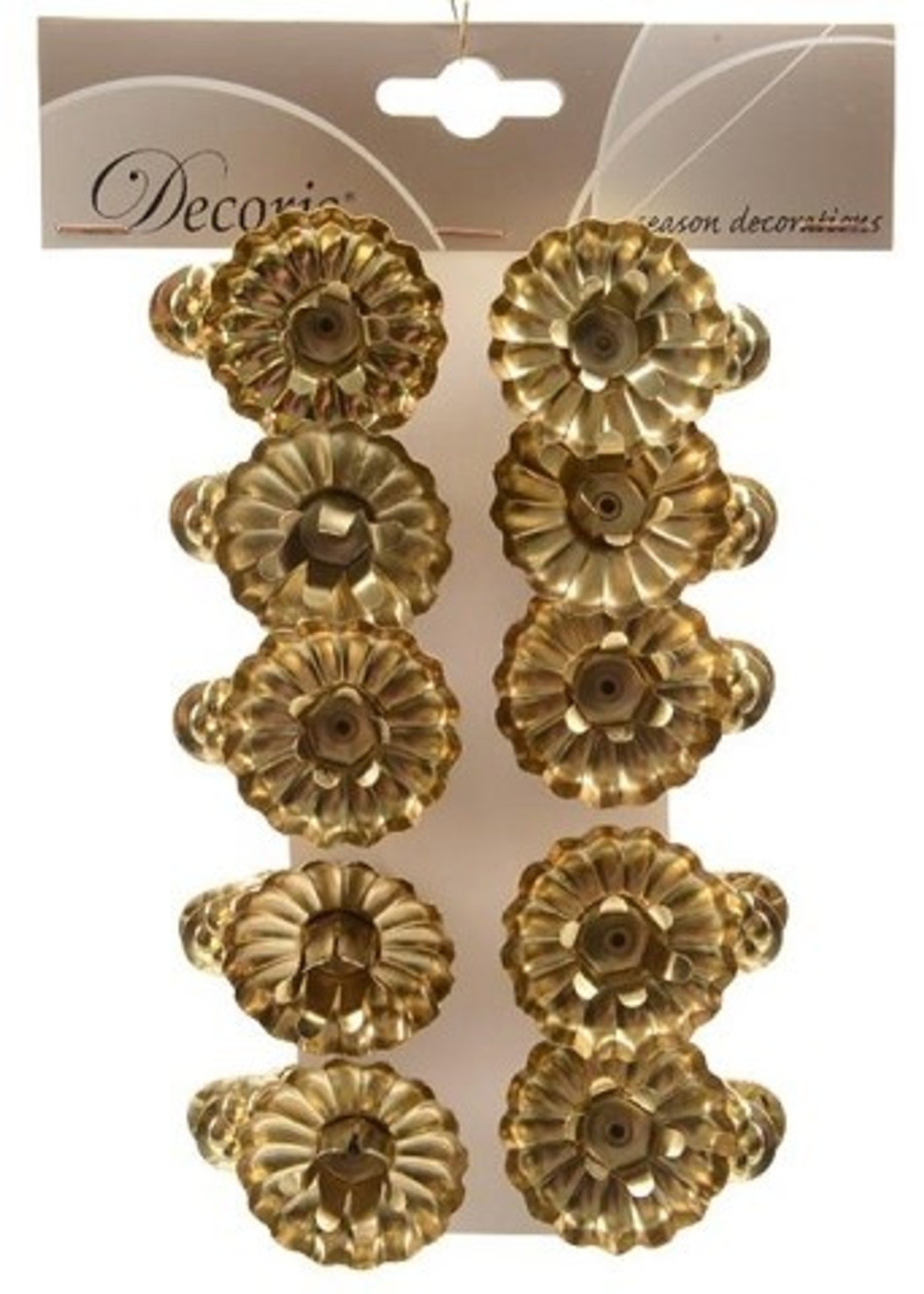 kerstboomkaarsjeshouders met knijper 5x3.5cm goud 10 stuks