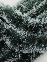 Kerstboom guirlande tinsel groen/wit 200x9cm per bundel a 10st