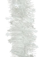 Decoris kerstboom guirlande tinsel glans ster lametta 10cm x 270cm wit