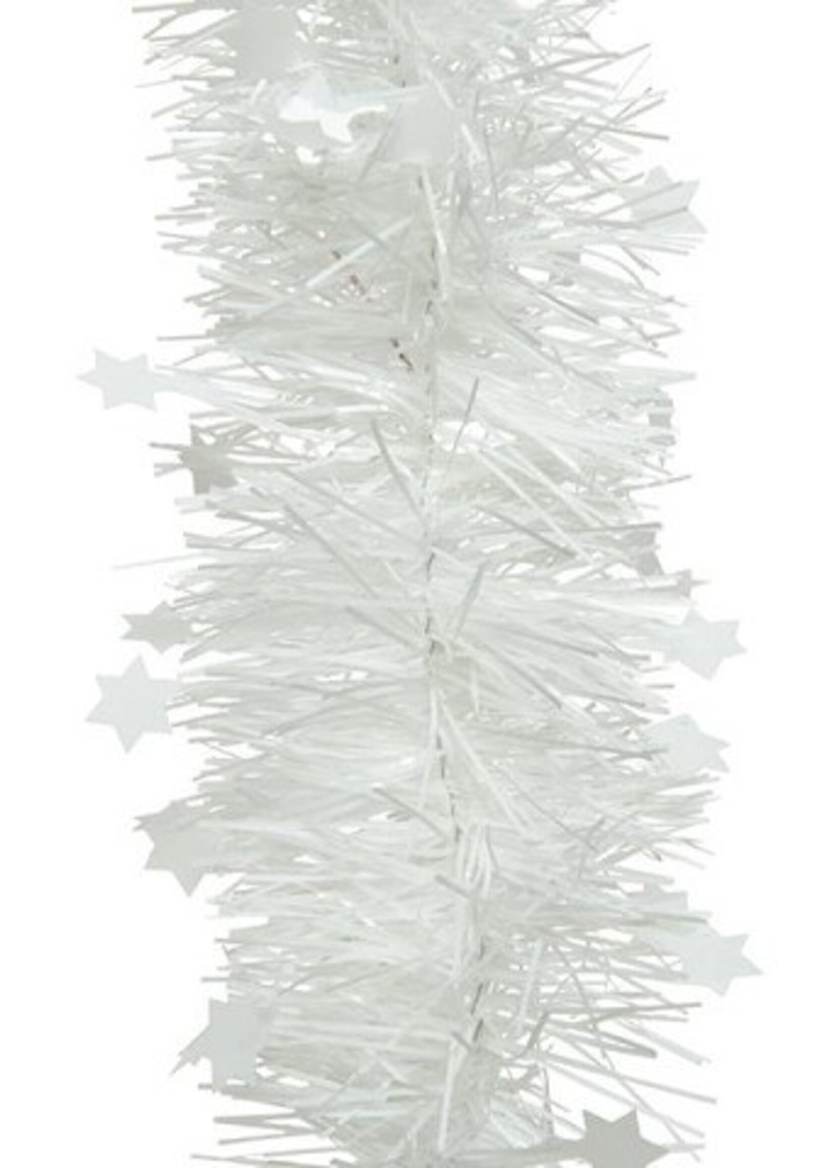 Decoris kerstboom guirlande tinsel glans ster lametta 10cm x 270cm wit