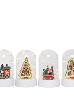 Lumineo LED houten figuur in stolp glas Ø11x18cm warm wit met verlichting