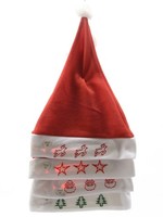 Kerstmuts stof met lichtjes rood 30x40cm
