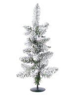 Everlands Mini kunstkerstboom op voet met besneeuwd pencil pine 60x25cm PVC