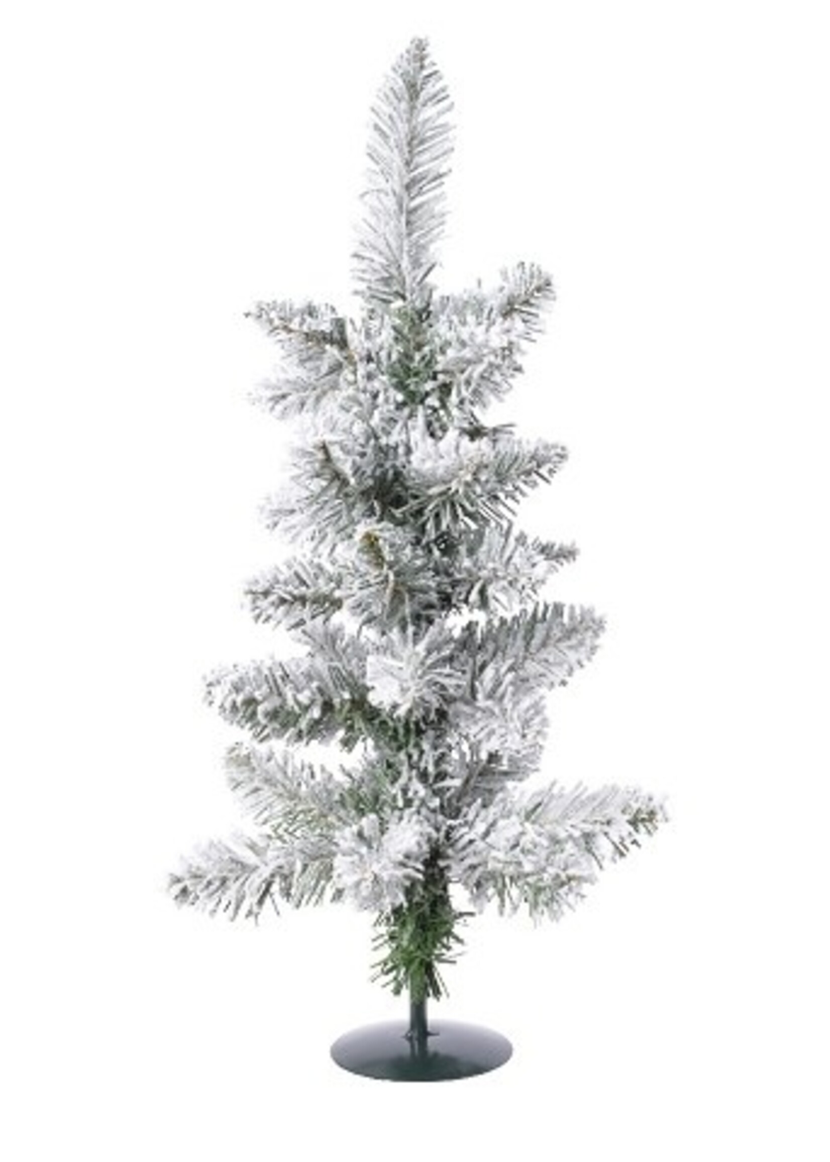 Everlands Mini kunstkerstboom op voet met besneeuwd pencil pine 60x25cm PVC