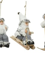 Kerstman hangornament met textiel wit