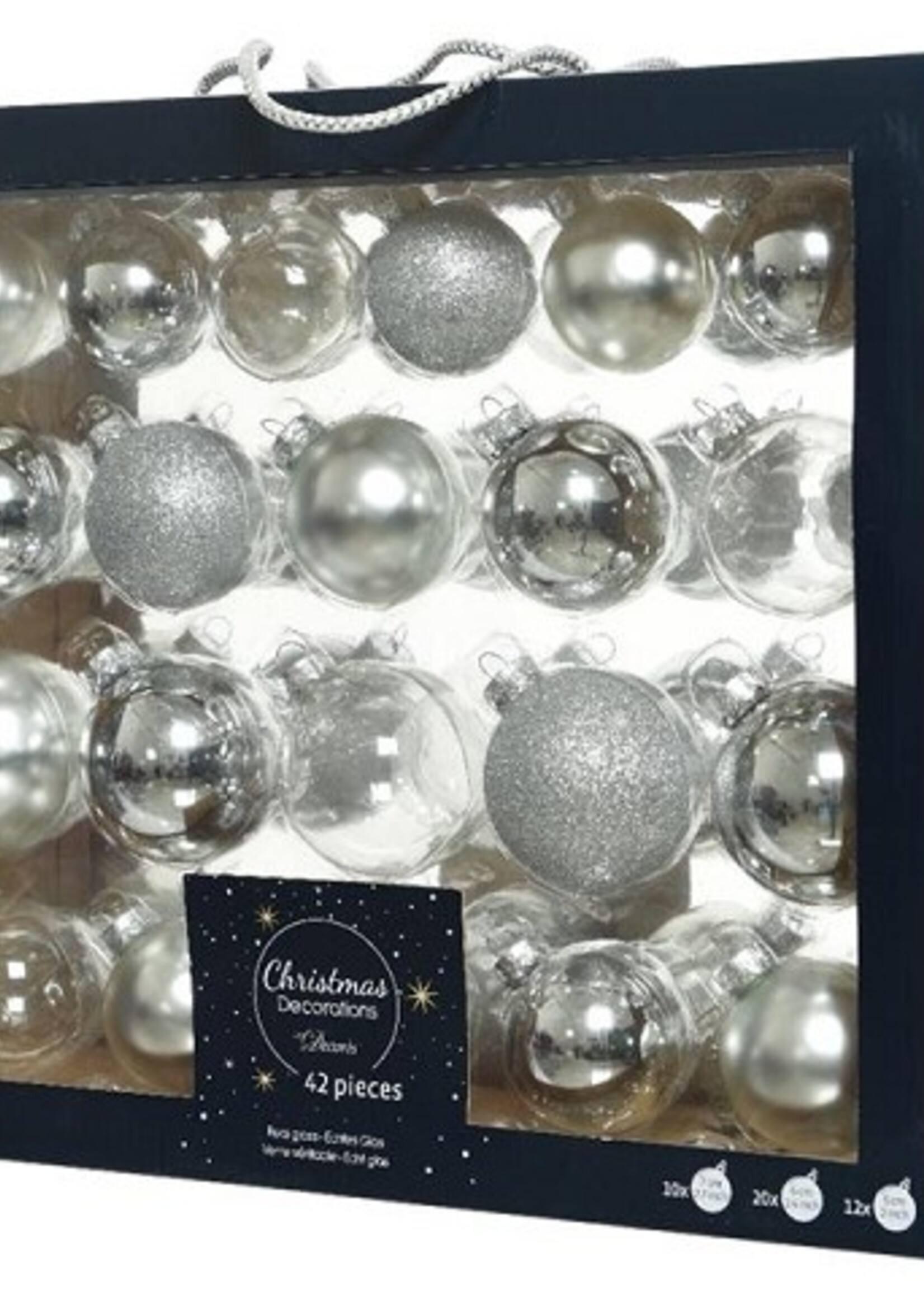 Kerstballenset van glas licht goud box a 42 stuks