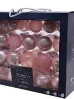 Kerstballenset van glas poederroze box a 42 stuks