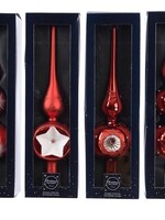 Decoris Piek van glas in kerstrood/rood dia8x31cm