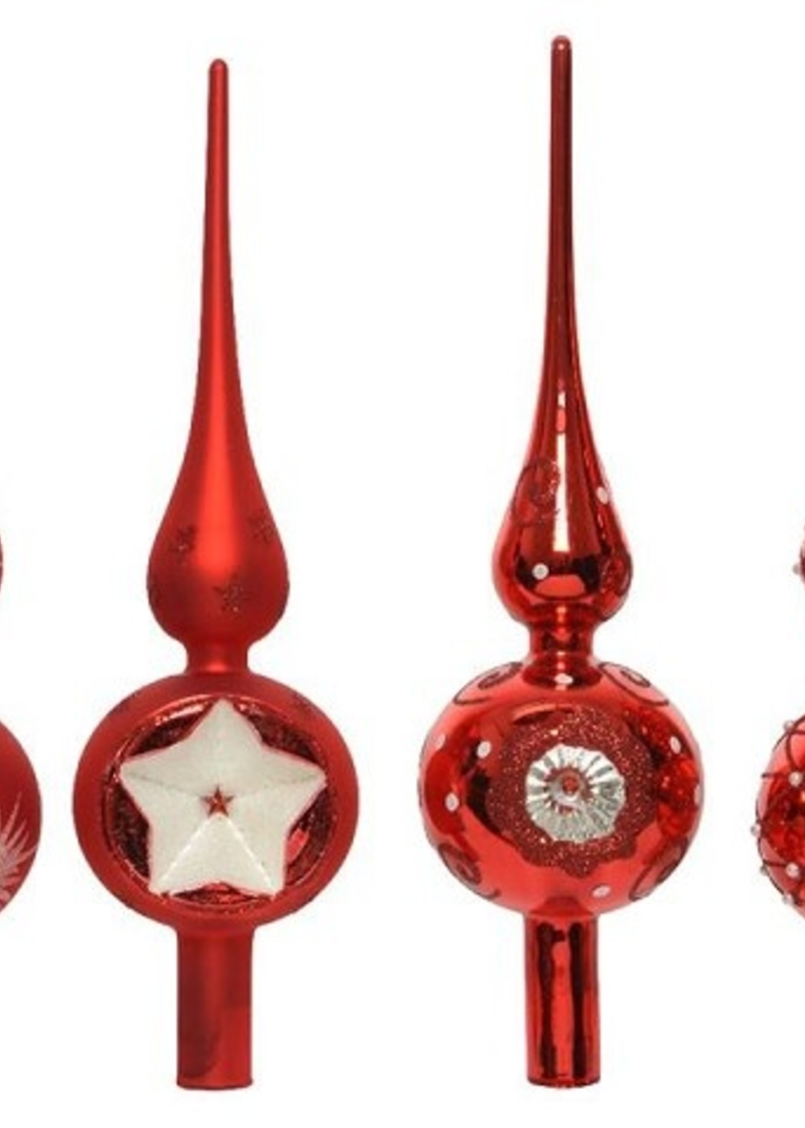 Decoris Piek van glas in kerstrood/rood dia8x31cm