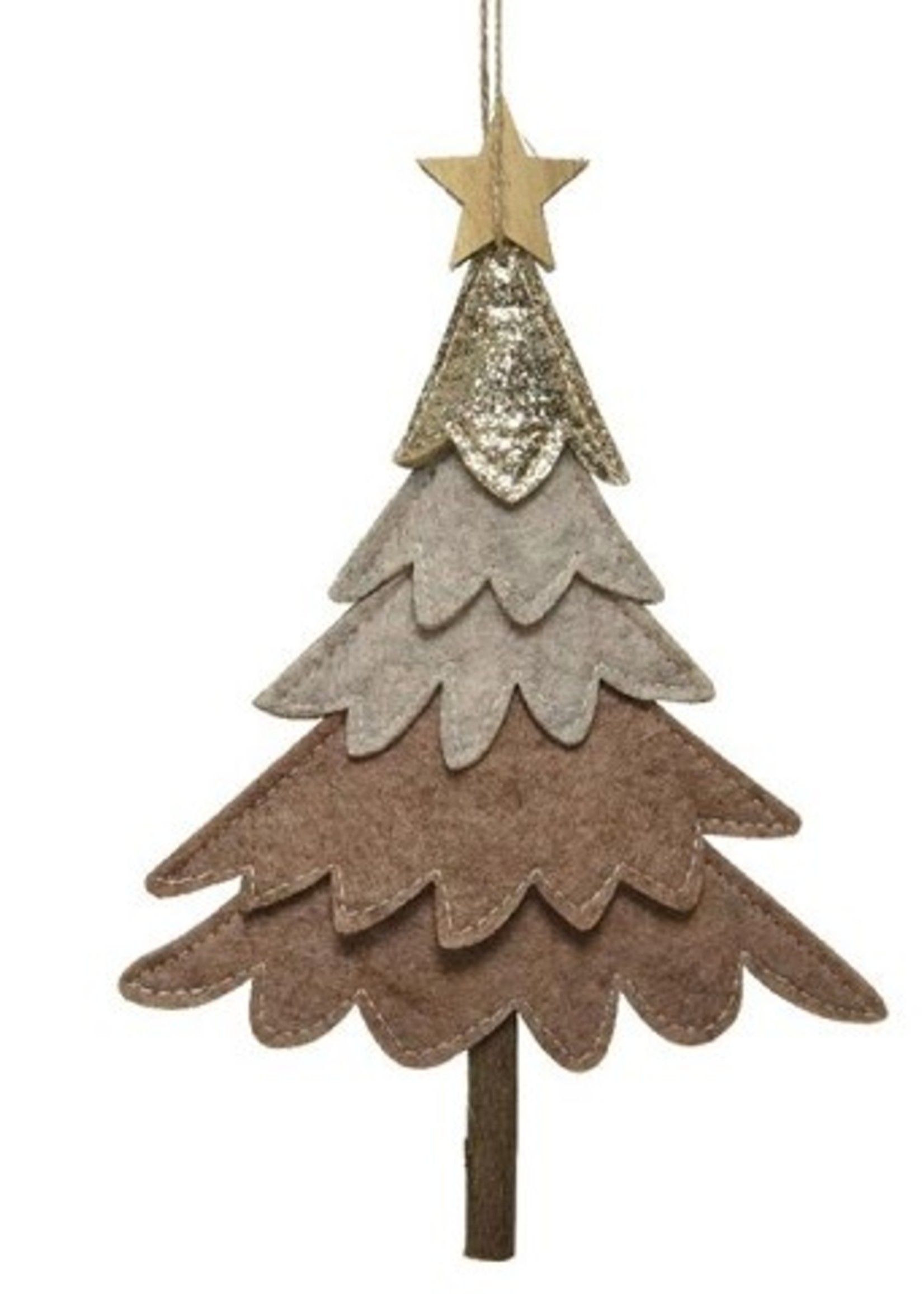 Decoris Kerstboom hanger in vorm van een kerstboom in vilt 2x15x24cm