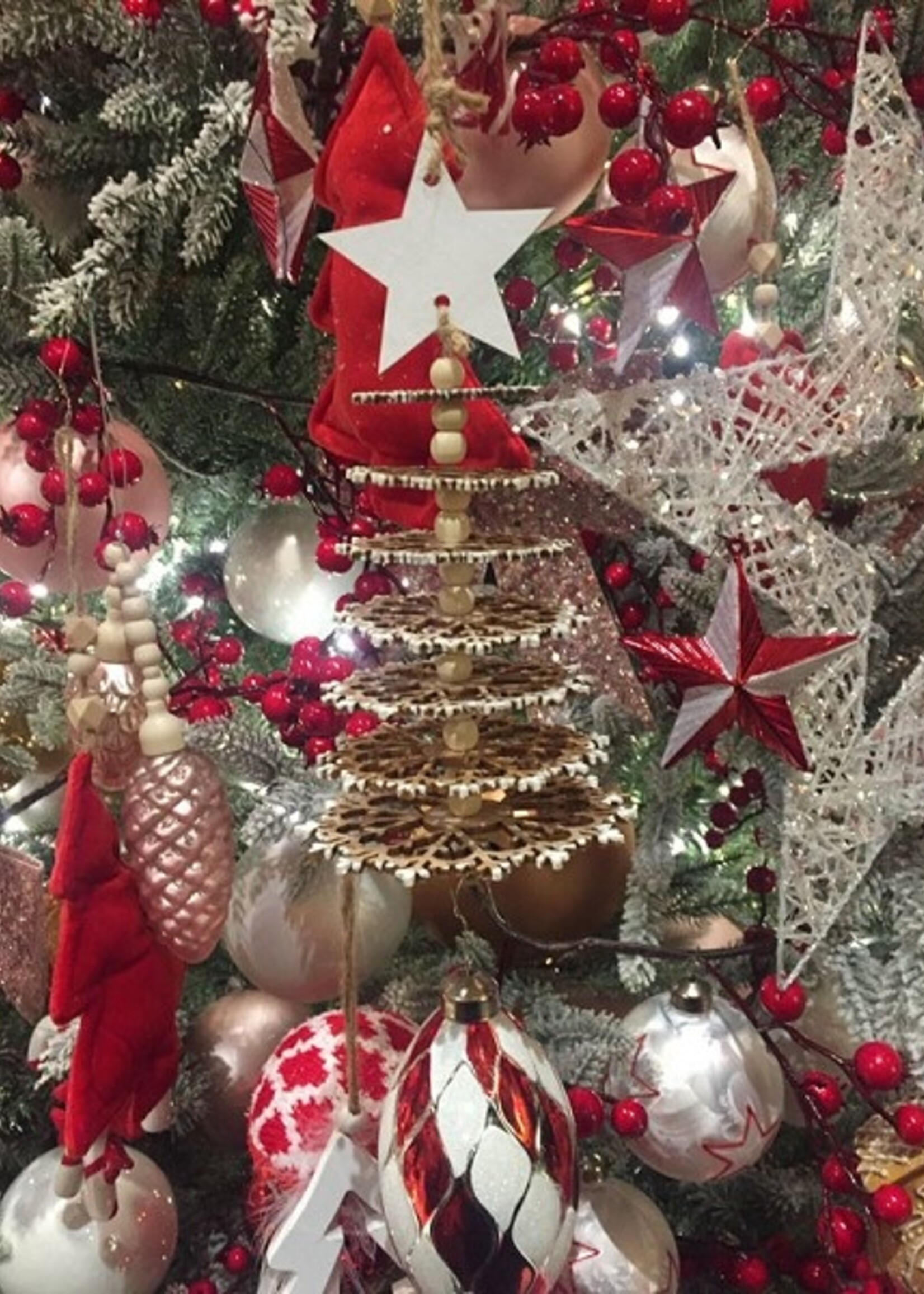 Decoris kersthanger 3d kerstboom van triplex 11x11x21cm