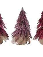 Decoris Mini kerstboom met glitter 3ass roze dia 12x20cm