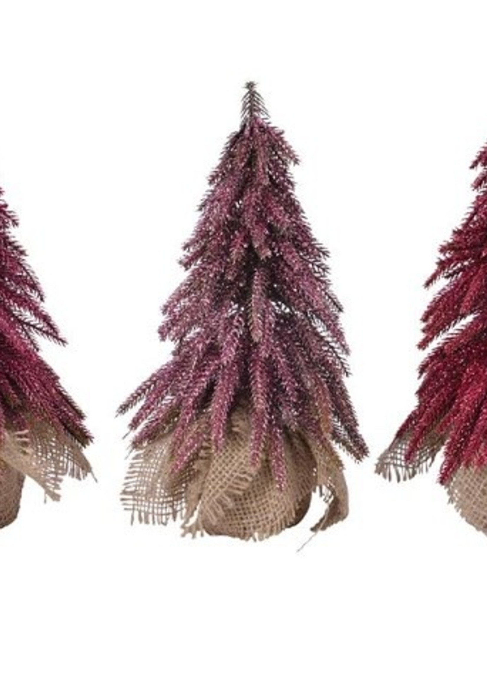 Decoris Mini kerstboom met glitter 3ass roze dia 12x20cm