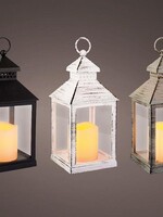 Lumineo LED lantaarn plastic 3ass flame effect 11x11x22.5cm op batterij