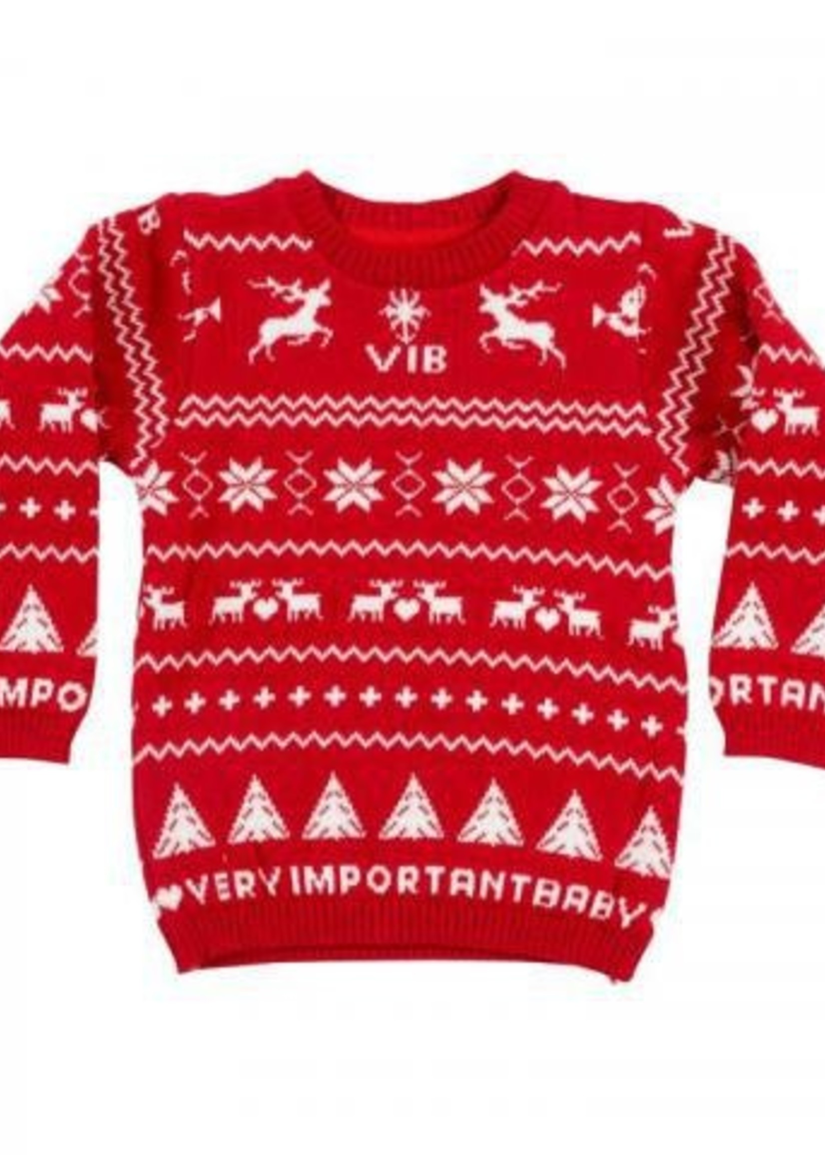 GEBREIDE KERSTTRUI ROOD-WIT 'MIJN 1E FOUTE KERSTTRUI' 3-6M