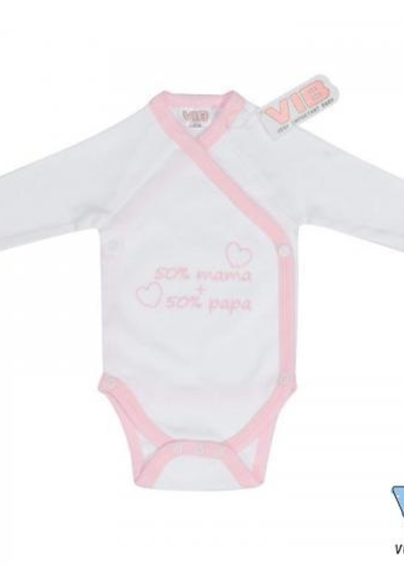 ROMPER 50% MAMA + 50% PAPA (WIT-ROZE VERSIE)