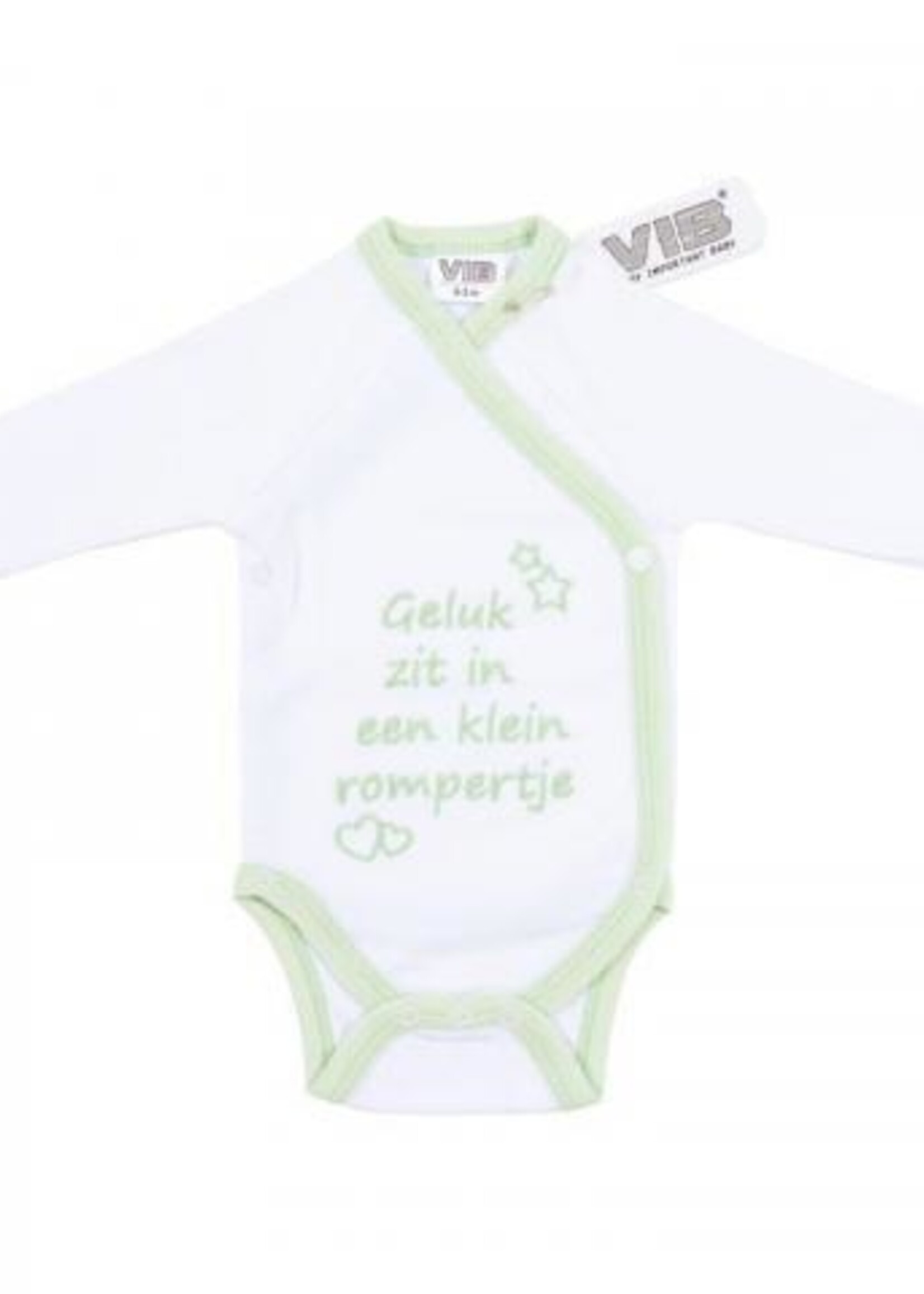 ROMPER GELUK ZIT IN EEN KLEIN ROMPERTJE WIT-MINT