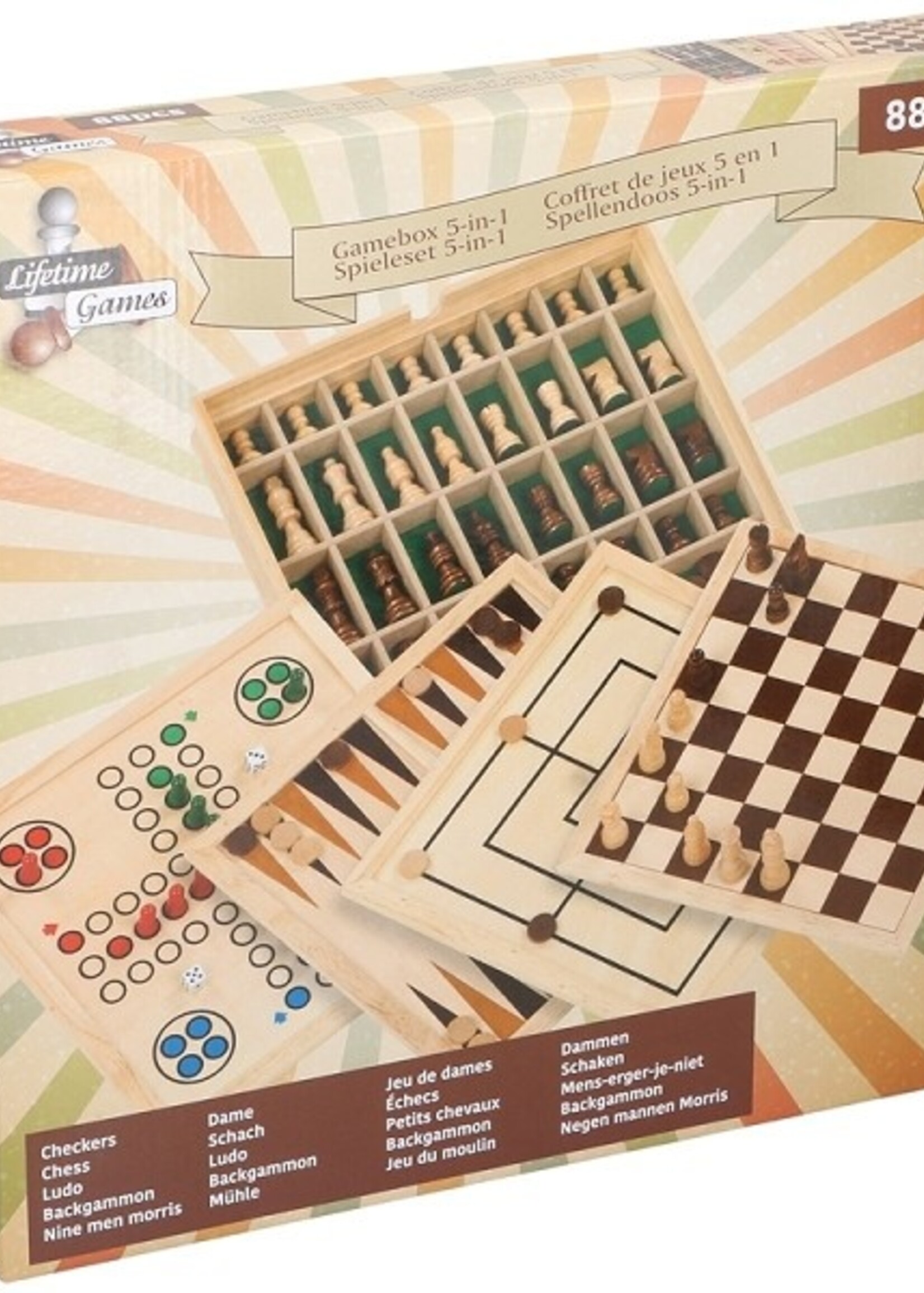 Bordspellenset 5 in 1 hout