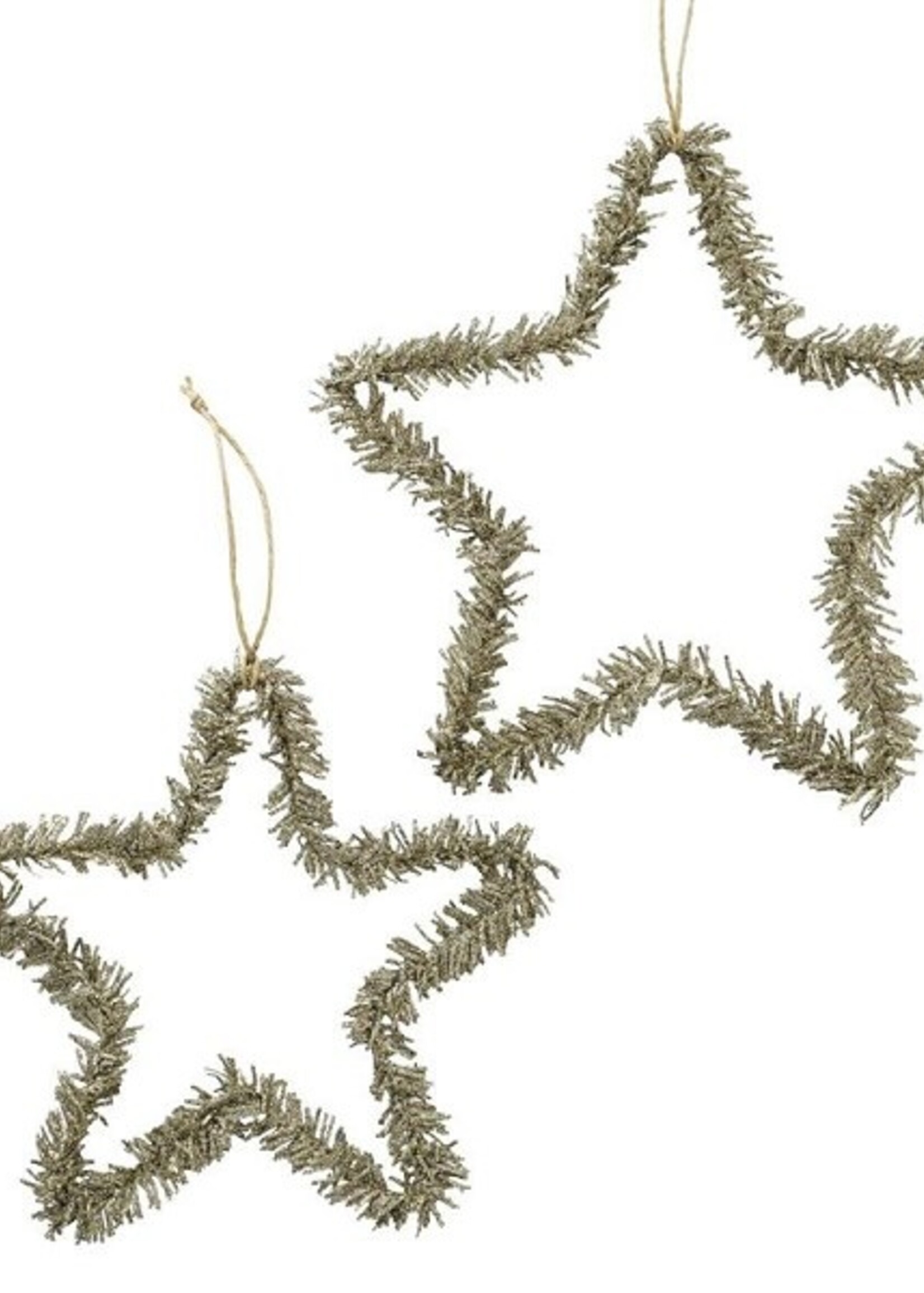 Boltze Home Decohanger ster goud glitter set a 2 dia 20- en 25cm