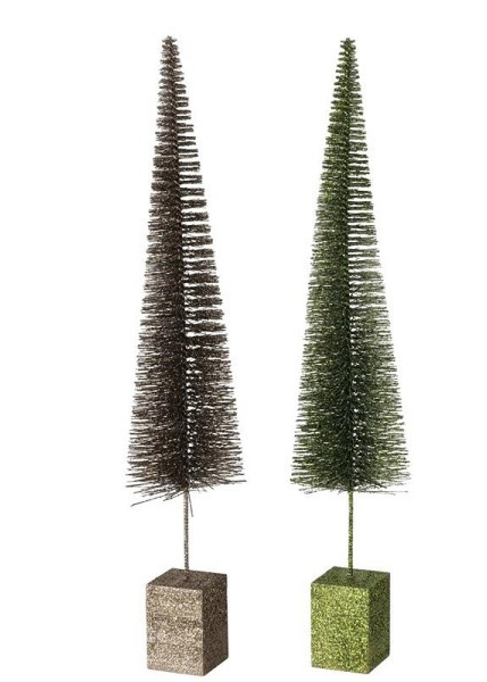 Boltze Home Kerstboom Tarvo glitter H60cm dia11cm bruin/groen