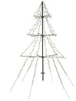 Kerstboom vorm LED buitenverlichting vrijstaand 180cm 330LED lampen hoog warmwit met timer IP44 5m aanloopsnoer