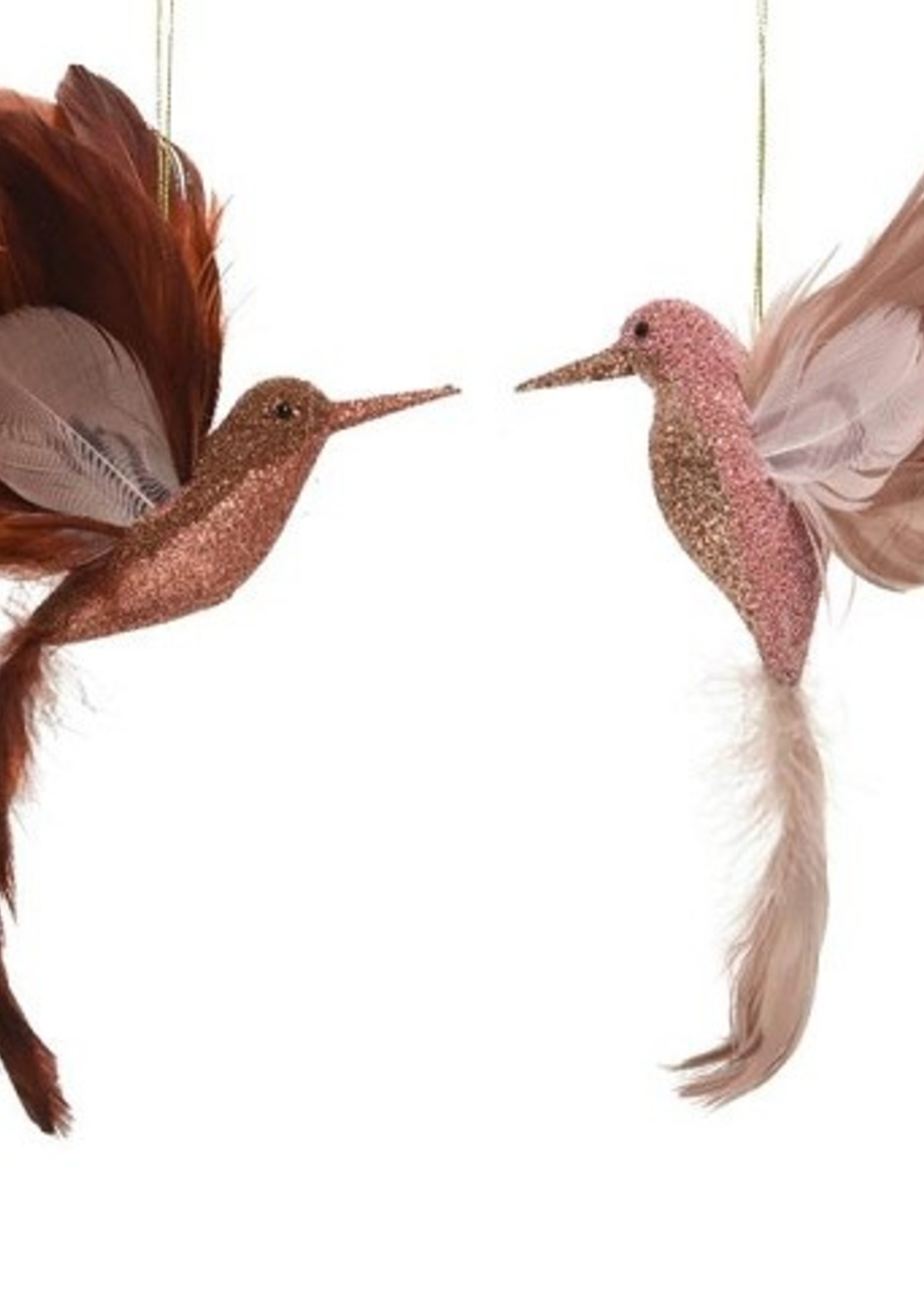 Decoris kerstdecoratie vogel kolibri van foam op clip roze 4x16x20cm