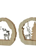 Decoris Beeld met rendier kerstsfeer decoratie MDF 14.5x14.5x2cm