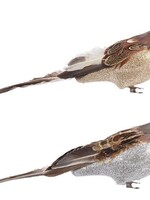 Decoris kerstdecoratie vogel op clip van veren 7,5x7,5x28cm