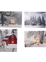 Canvas LED winter staand 20x15cm met timer exclusief 2xAA