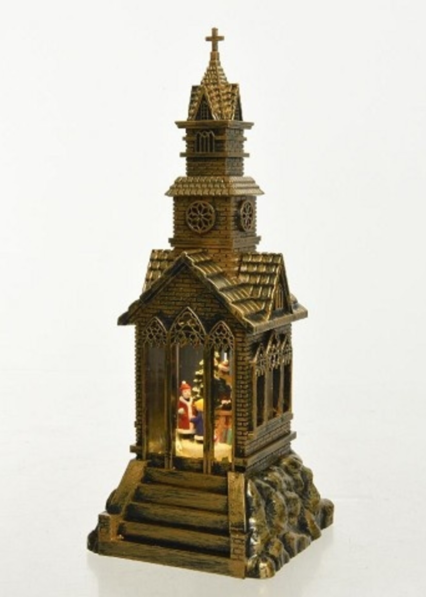 Lumineo LED tafereel kerk 14x14x34cm-2L