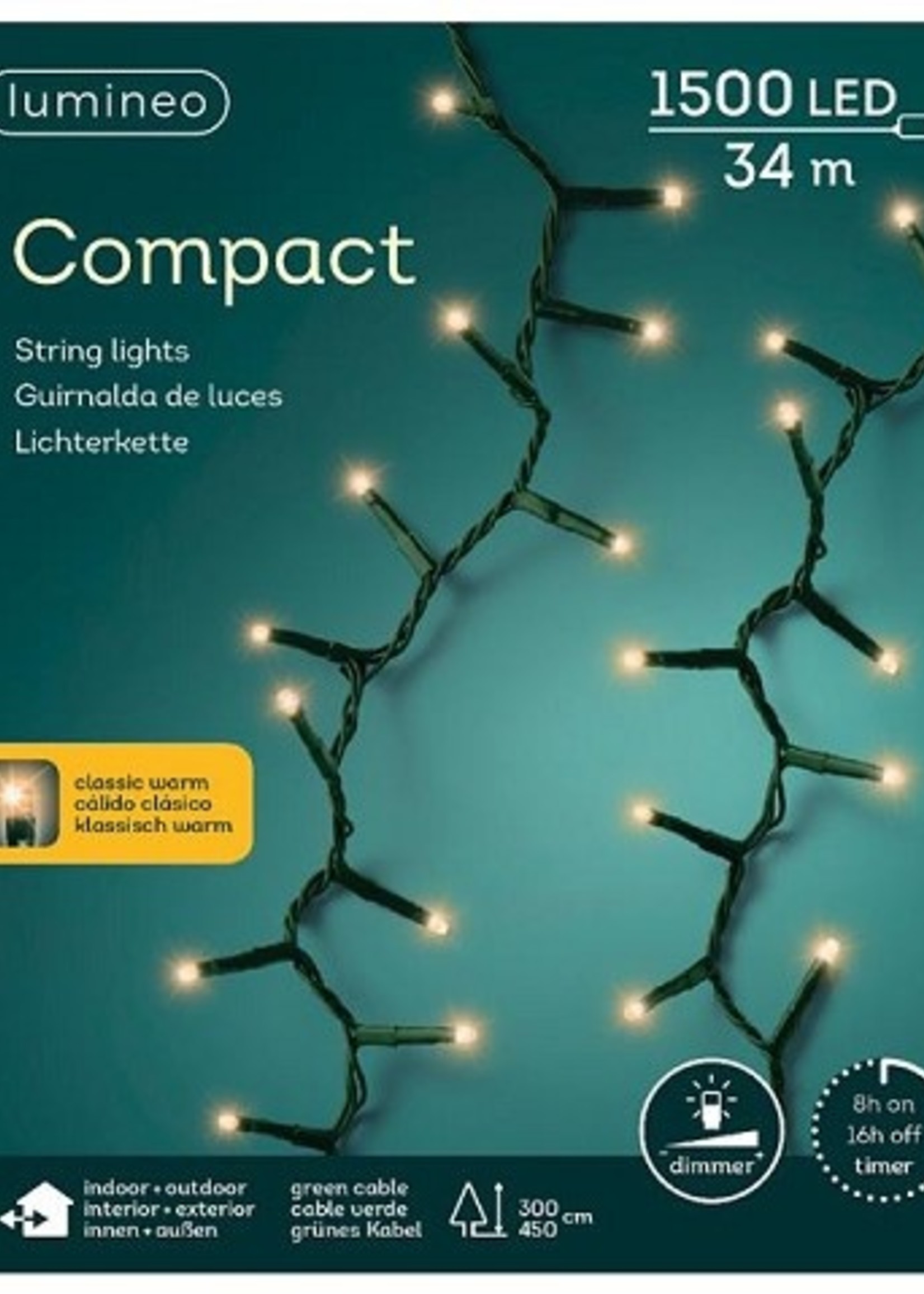 Lumineo LED compact lights steady 1500L 34m met 8 uur timer