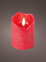 Lumineo LED kaars met vlam effect rood kleurig dia7 x 9cm wax Warm wit met timer