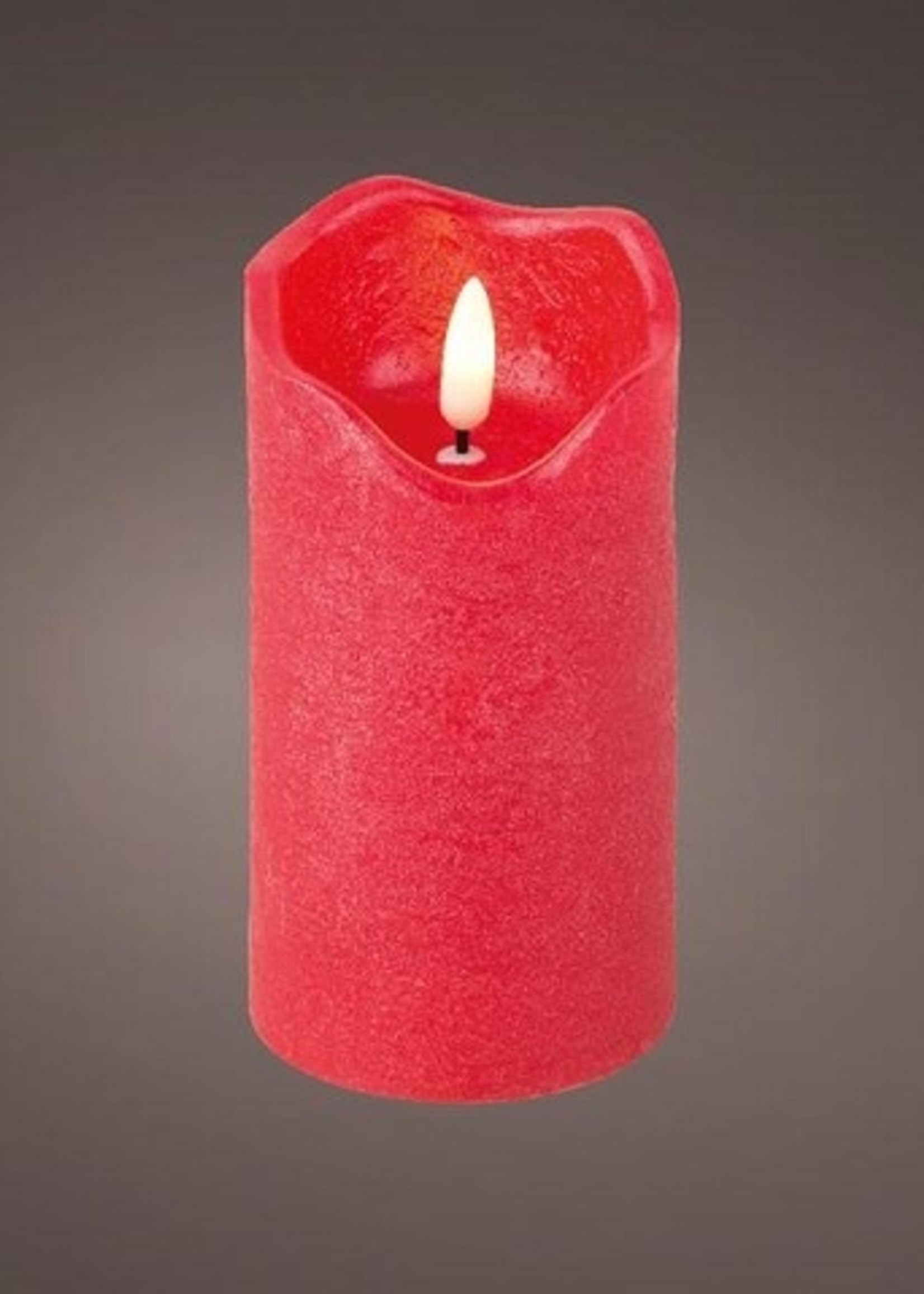 Lumineo LED kaars met vlam effect rood kleurig dia7 x 13cm wax Warm wit met timer