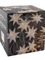 String verlichting met 10 witte sterren van papier 7cm, 10 LED verlichting en timer 2xAA (excl)
