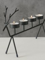 Boltze Home Theelichthouder hert zwart L35cm H21cm metaal voor 4 waxinelichtjes (exclusief theelichtjes )