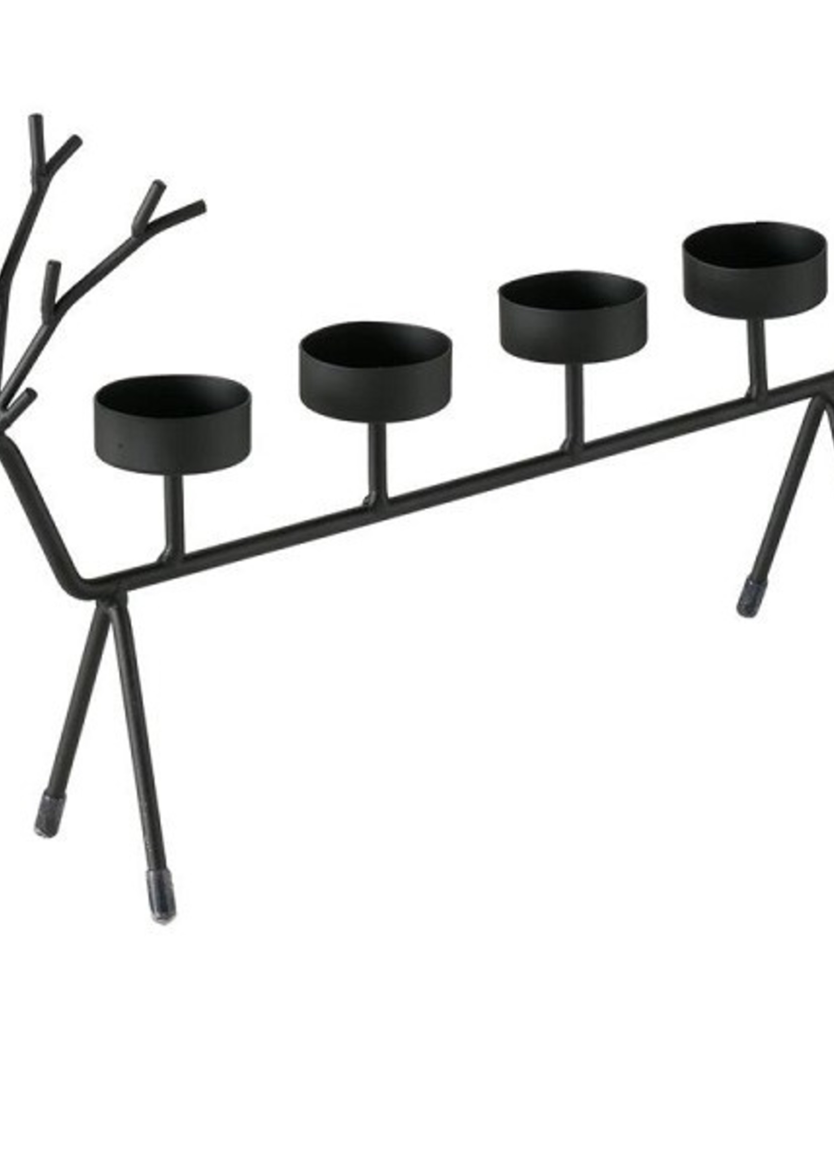 Boltze Home Theelichthouder hert zwart L35cm H21cm metaal voor 4 waxinelichtjes (exclusief theelichtjes )