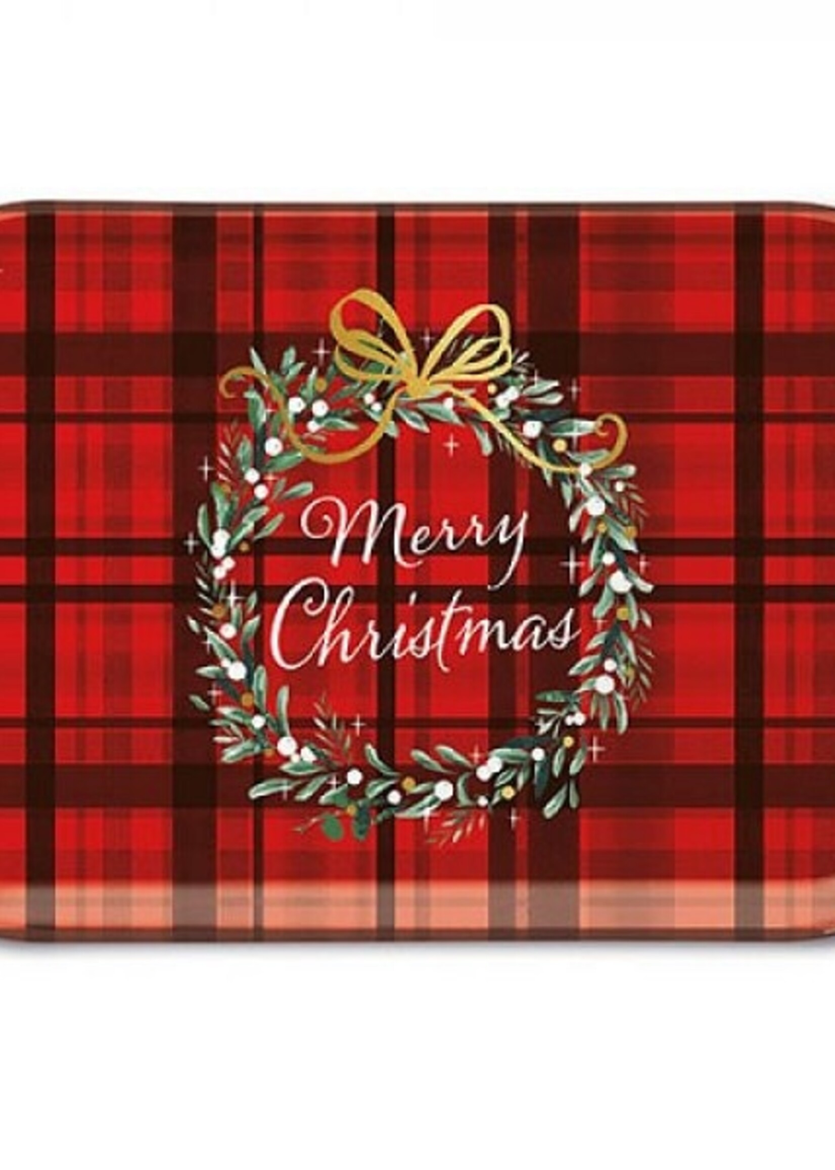 Ambiente Tray Melamine Christmas Plaid Red 13X21cm