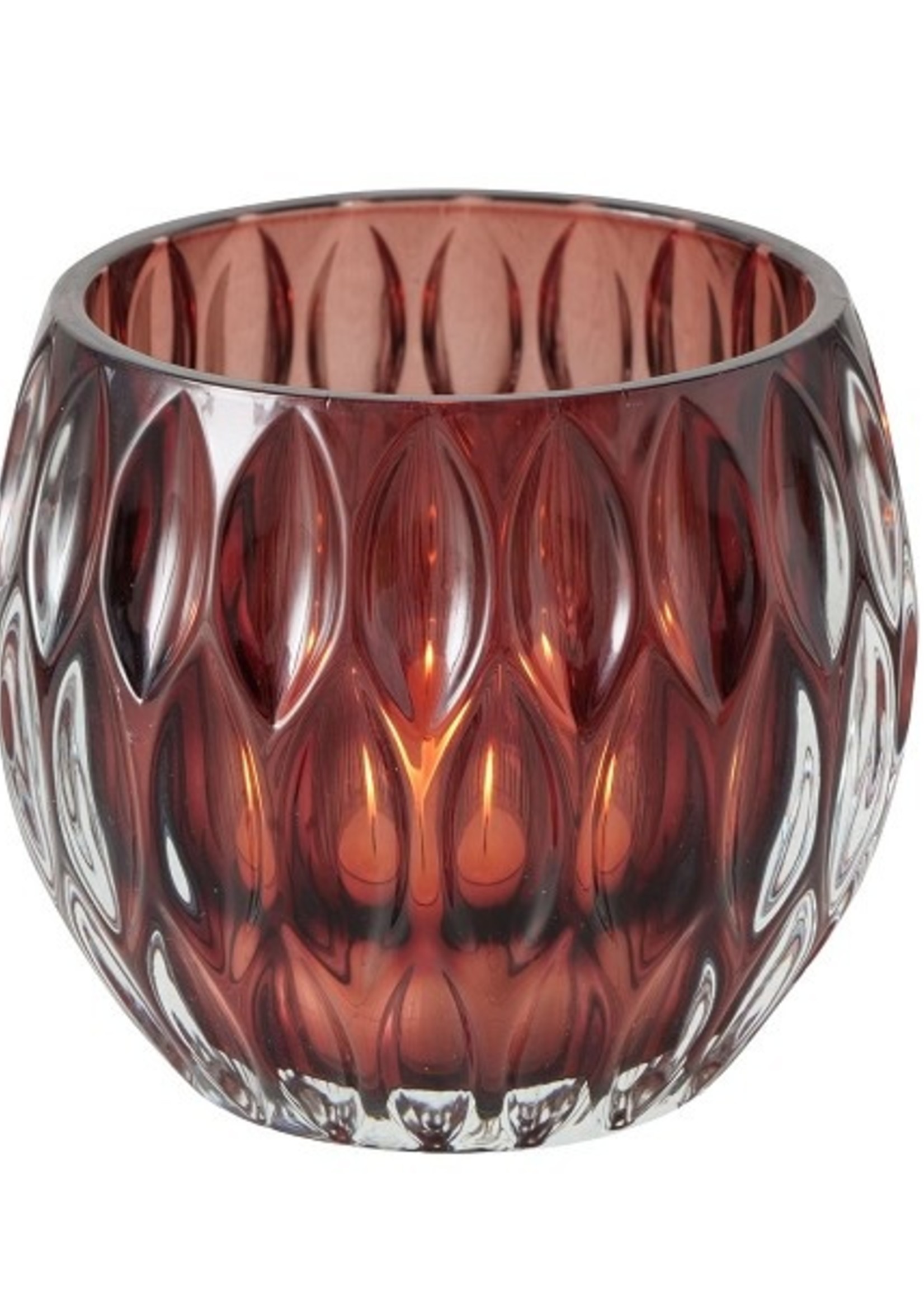 Boltze Home Theelichthouder bruin glas Aliza h8,5d10cm verkrijgbaar in verschillende bruintinten