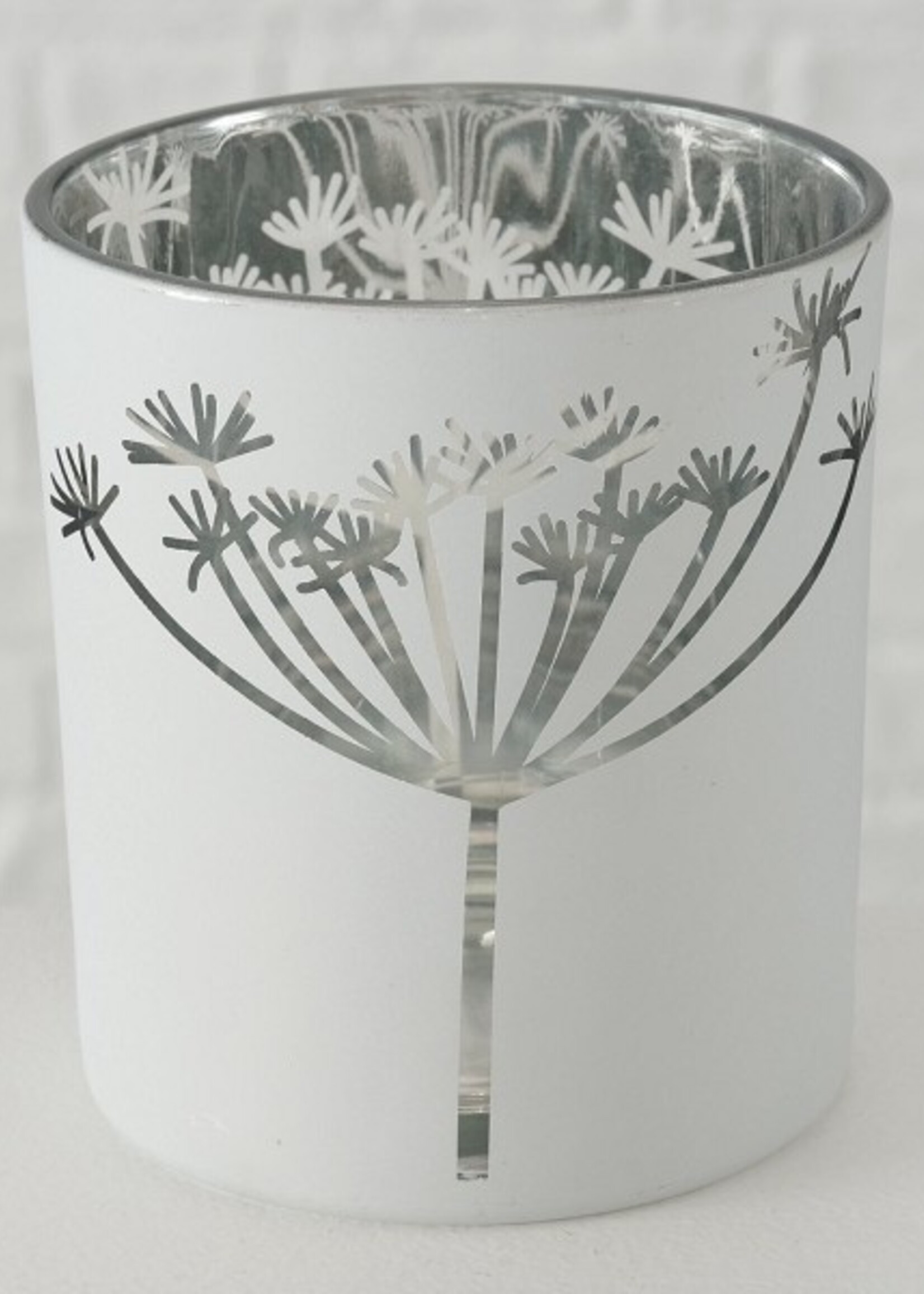 Boltze Home Theelichthouder set a 2 H8,5 en 10cm met bloemafbeelding