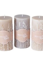 Boltze Home Stompkaars Gräser Ø7xH13cm , Beige, Light grijs, Taupe colour-mix met bloemreliëf