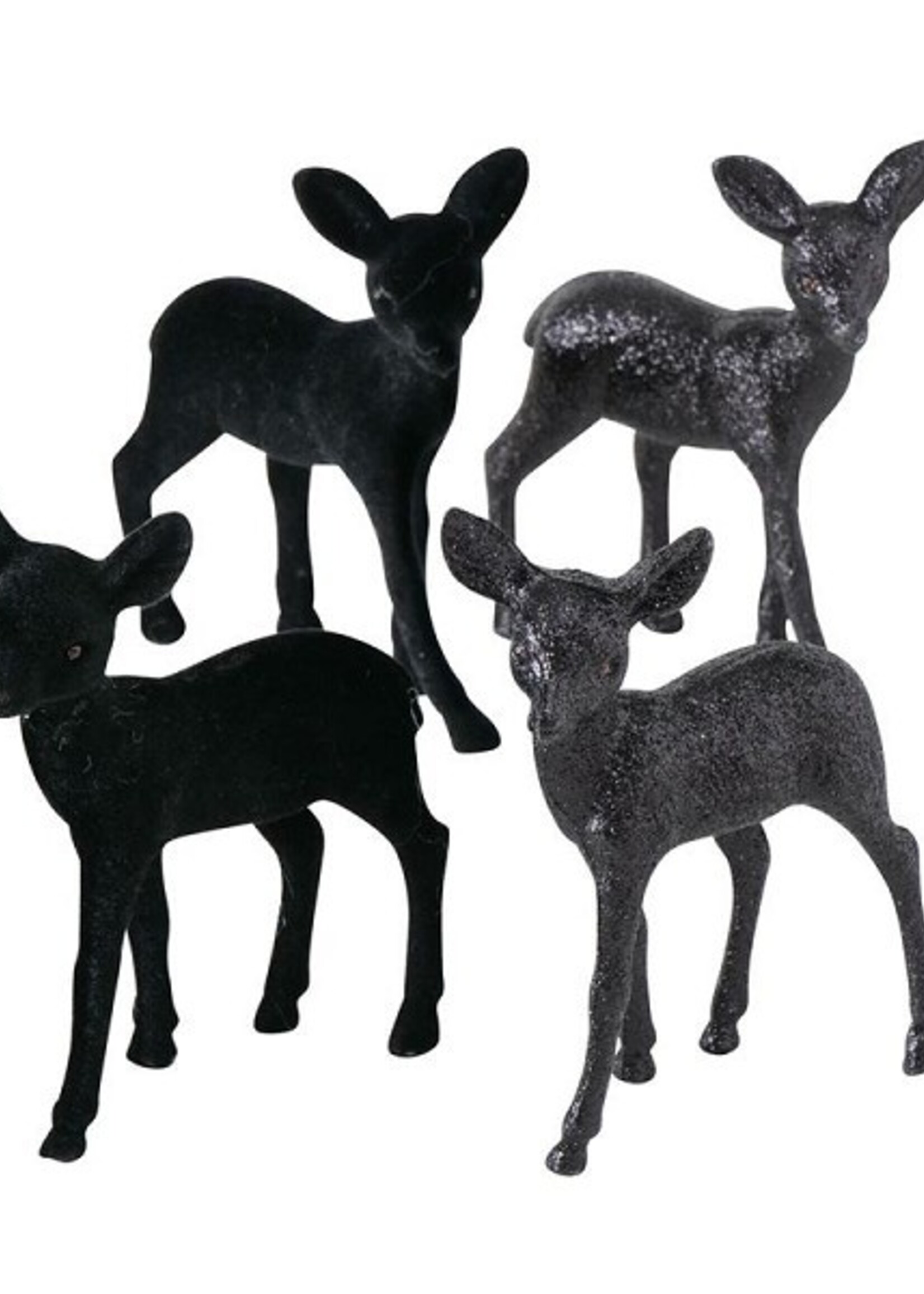 Boltze Home Ree Nelle set a 2 stuks h15cm zwart flock of glitter