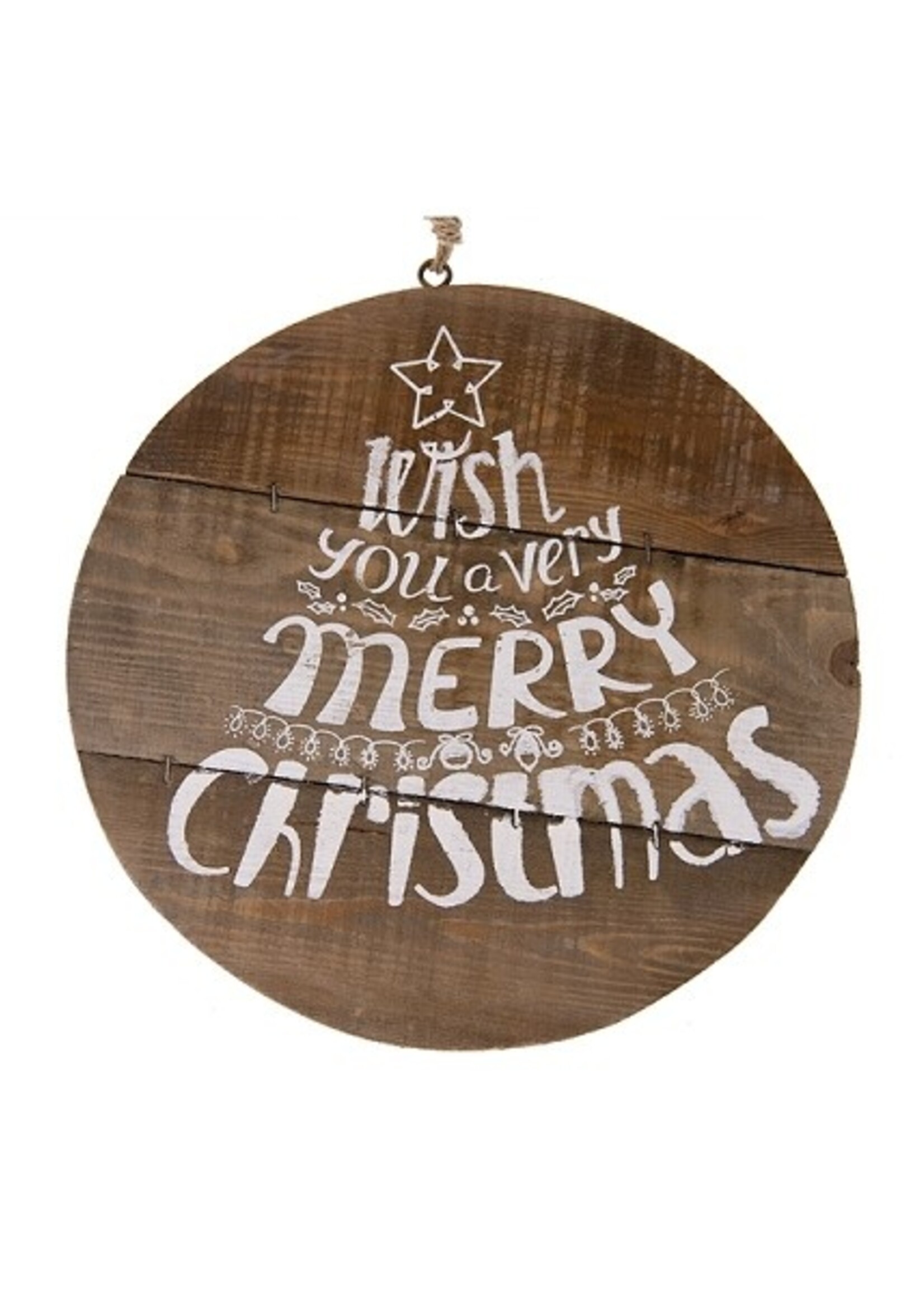 Natural Collections Hang decoratie christmas vintage hout Ø28cm