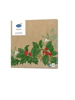 Duni Servetten Snowy Berries 24x24cm 3-laagstissue FSC pak a 20 servetten