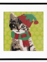Grafix Diamond Painting kerst kat 30x30cm (eclusief lijst)