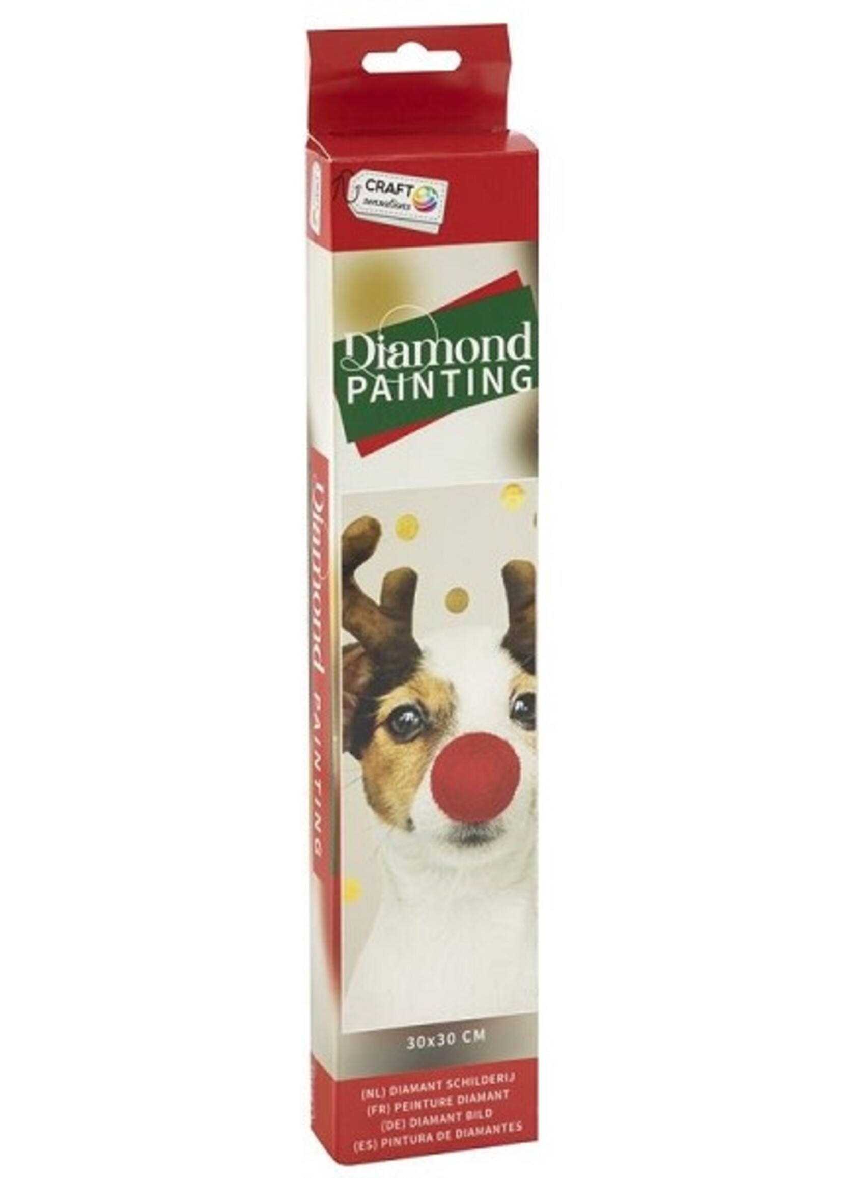 Grafix Diamond Painting kerst hond 30x30cm (eclusief lijst)