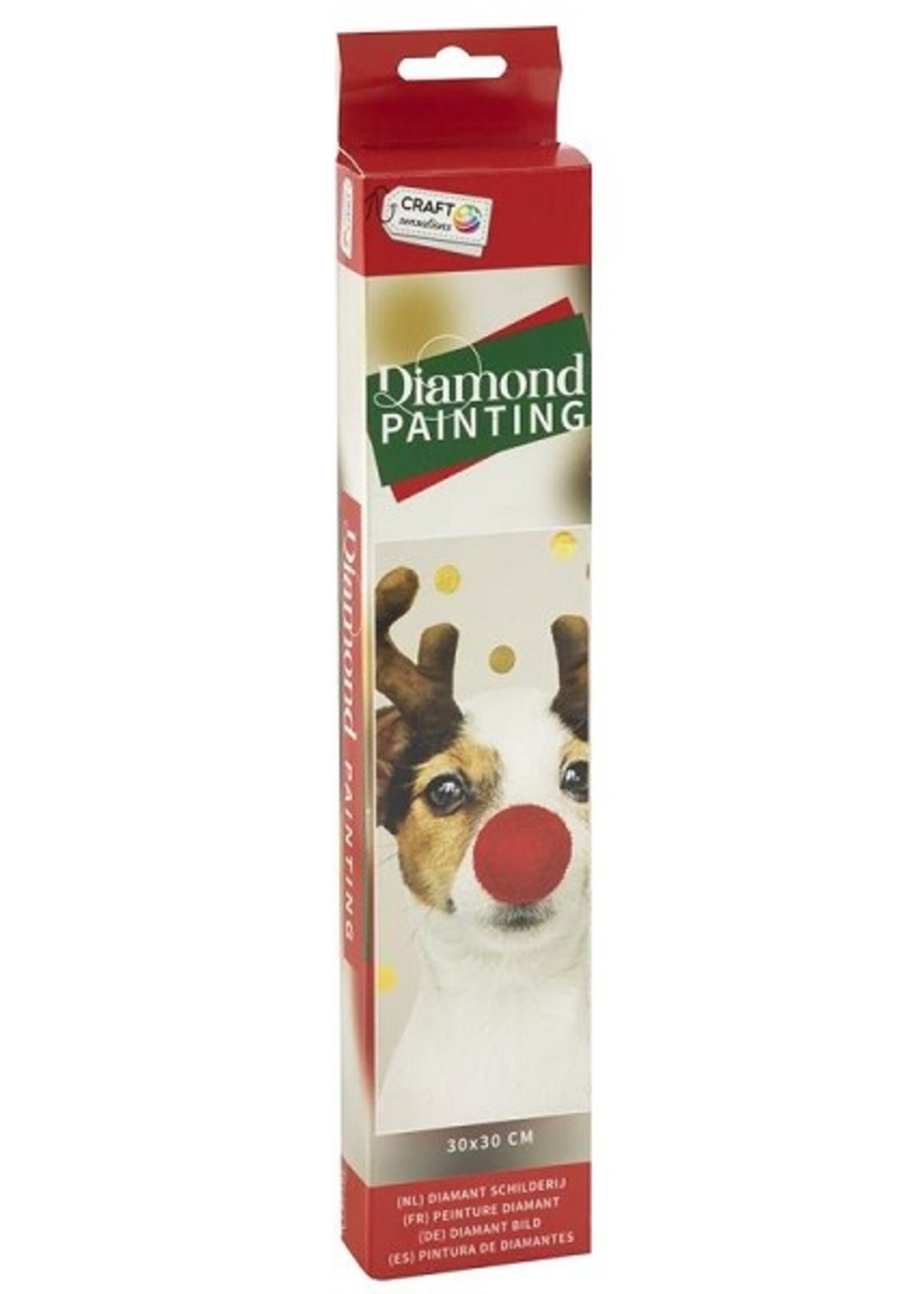 Grafix Diamond Painting kerst hond 30x30cm (eclusief lijst)