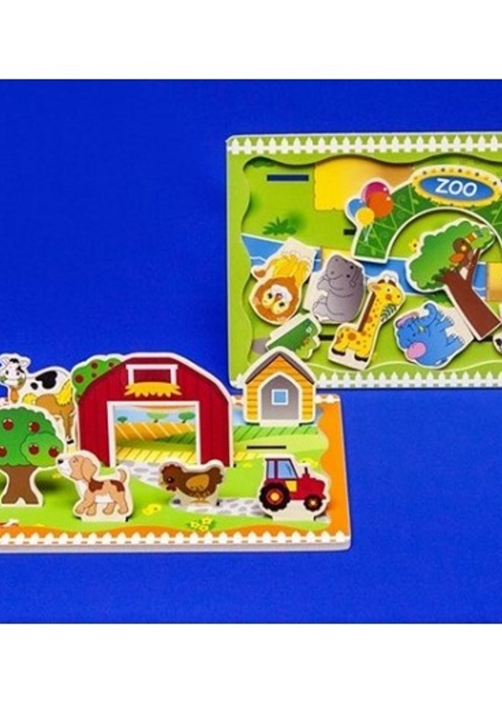 Speelplankje hout 3D Zoo/Farm 30x22,5cm