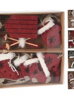 Kerstornamentenset van vilt doos a 10 stuks in 4 assorti kleuren