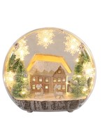 Deco kerstscene kunststof rond 25cm LED 2xAA